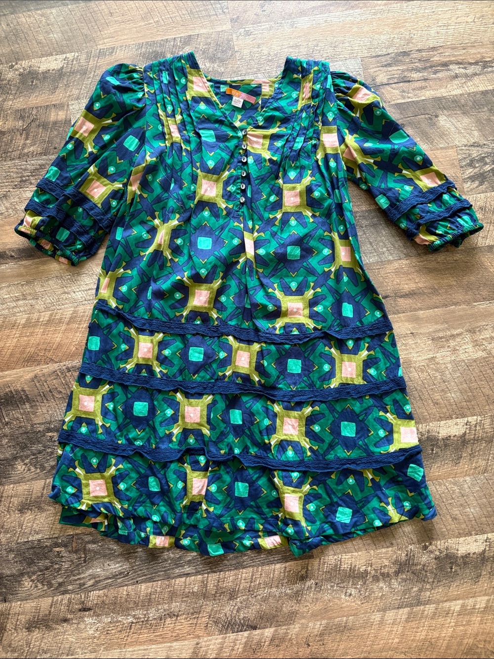 Briton Court Green & Blue Printed Dress
